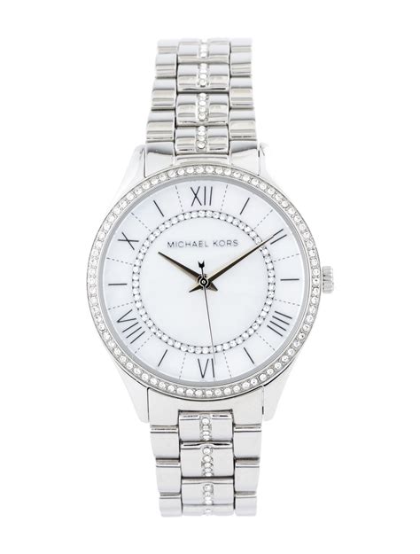 michael kors mini lauryn pavé silver-tone watch